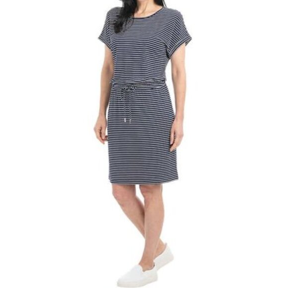 NWT - Hilary Radley Ladies Short Sleeve Dress Indigo/White Stripes - Size XXL - Picture 1 of 7